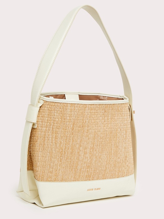 Anne Klein Handbags - NWT Anne Klein Cream & Natural Straw Woven Bucket Tote Shoulder Bag Purse